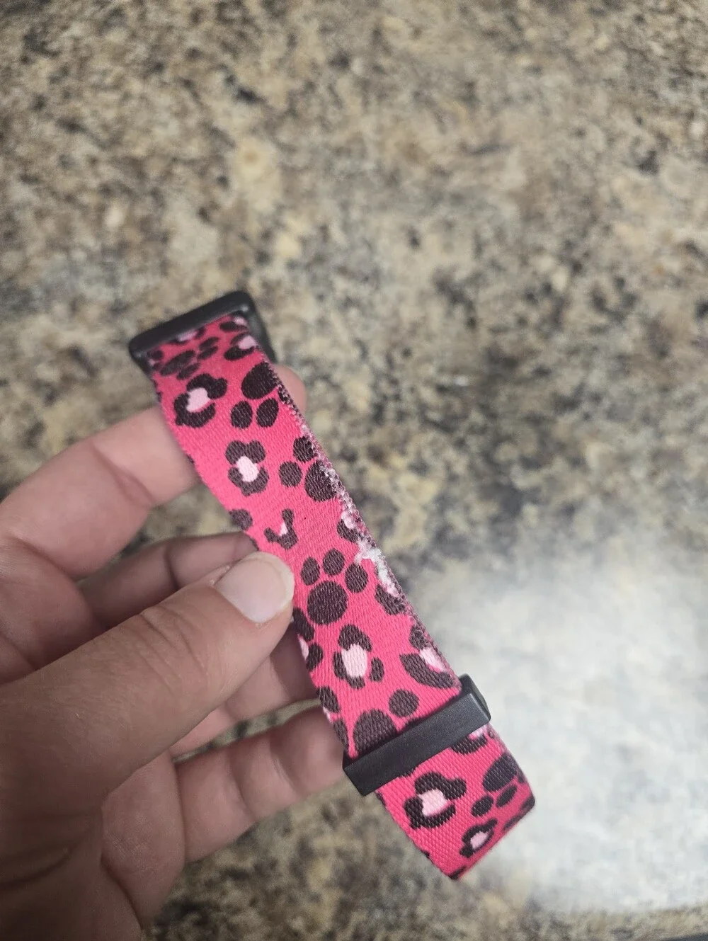 Pink Leopard Print Adjustable Collar with D-Ring